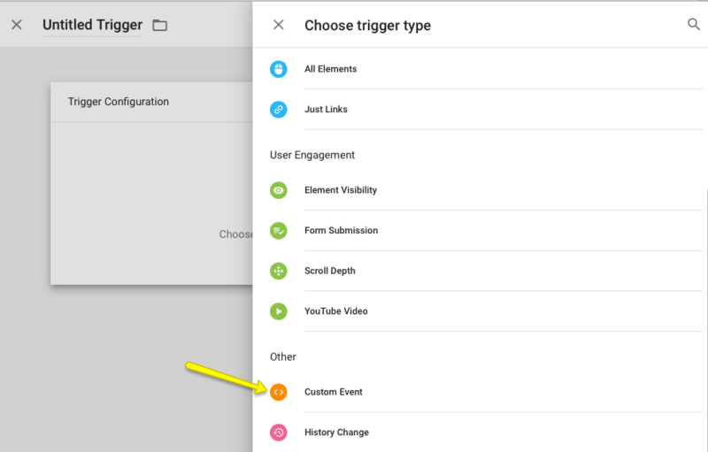 Create a custom event trigger - Step 1